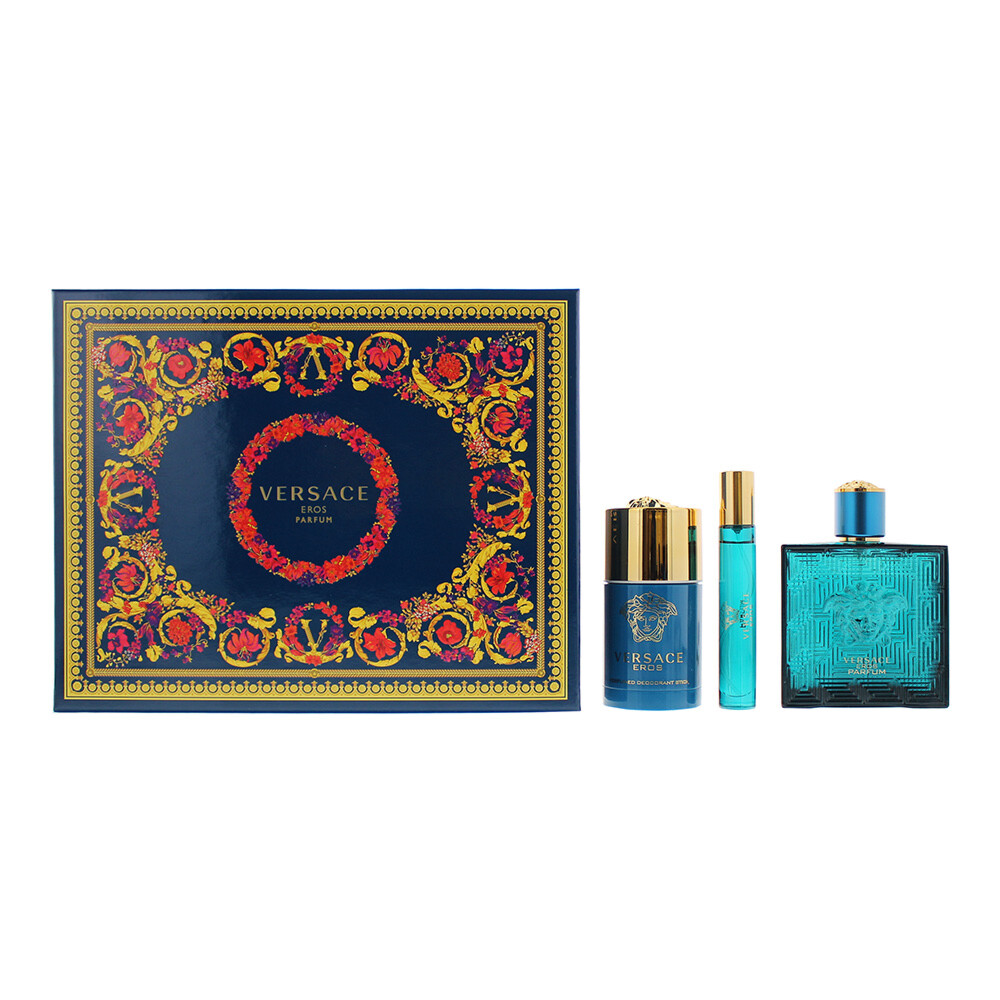 Versace Eros 3 Piece Gift Set Parfum 100ml Deodorant Stick 75ml